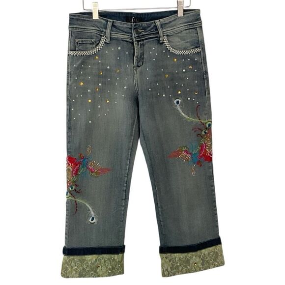 Style New York Embellished Cropped Phoenix Jeans  15.5” X 22.5” - Picture 2 of 6